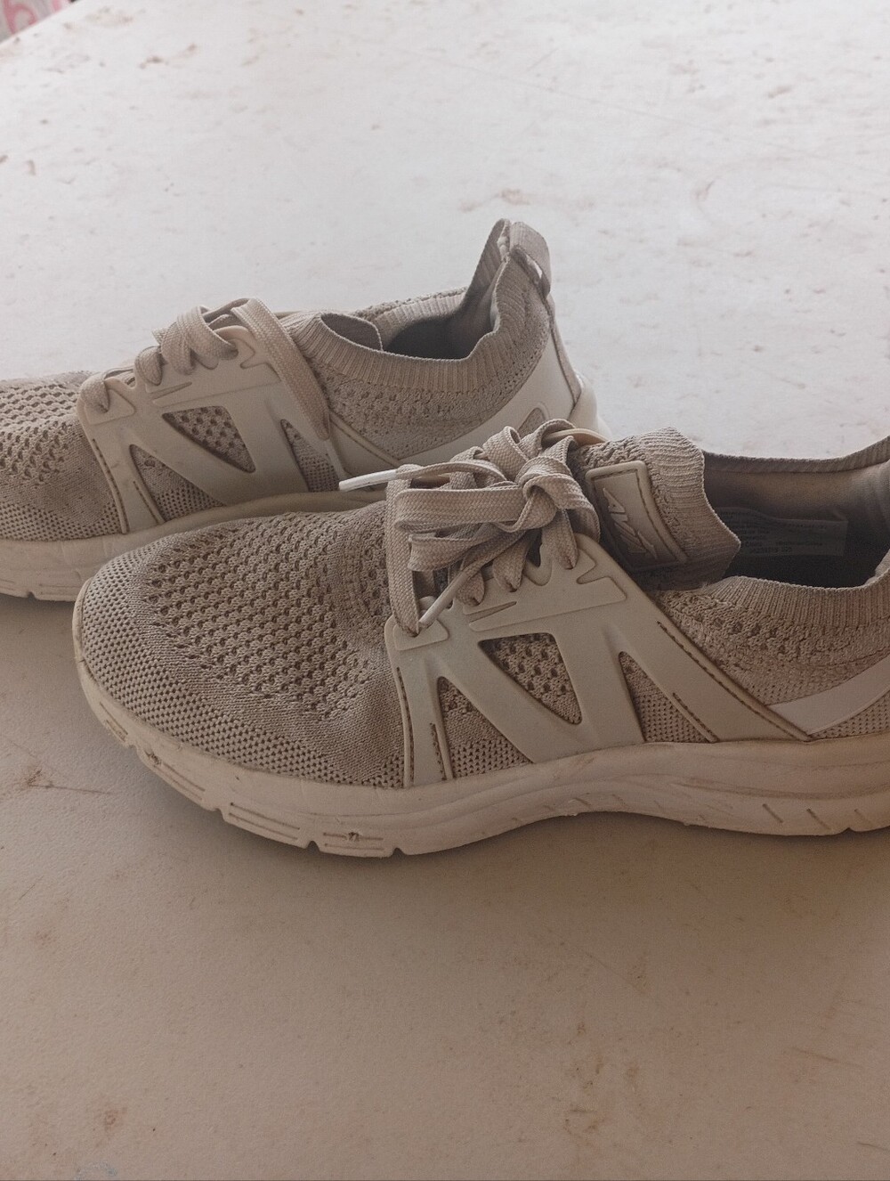 Avia Men's Knit Lace-Up Athletic Sneakers in Beige